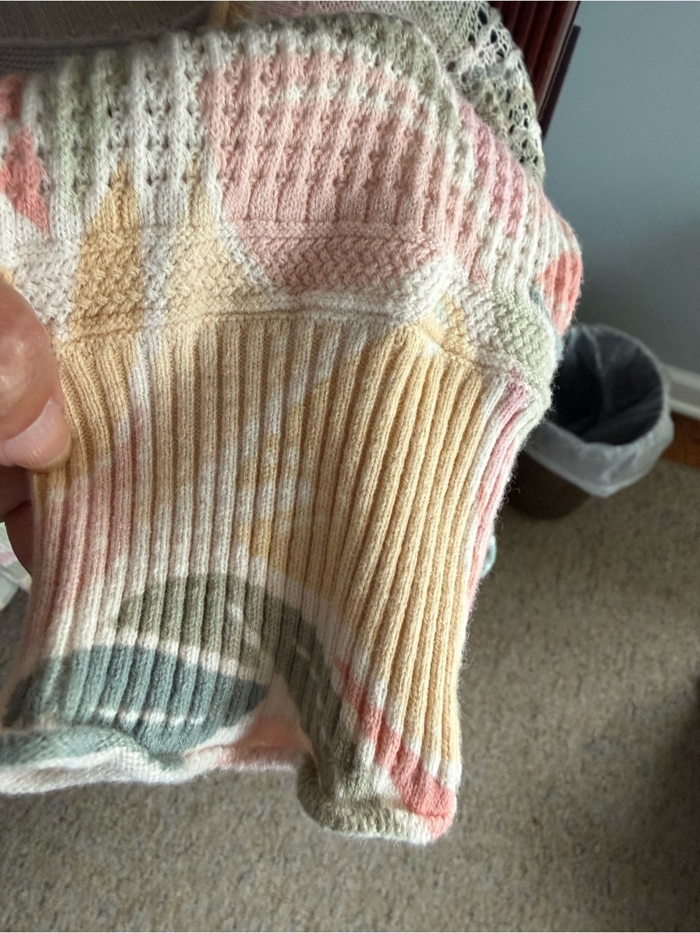 Democracy Floral V-Neck Sweater in Pink, Sage & Cream - Picture 5 of 5